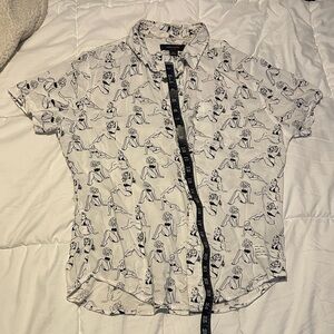 Adam Levine Collection White Graphic Button Down Shirt